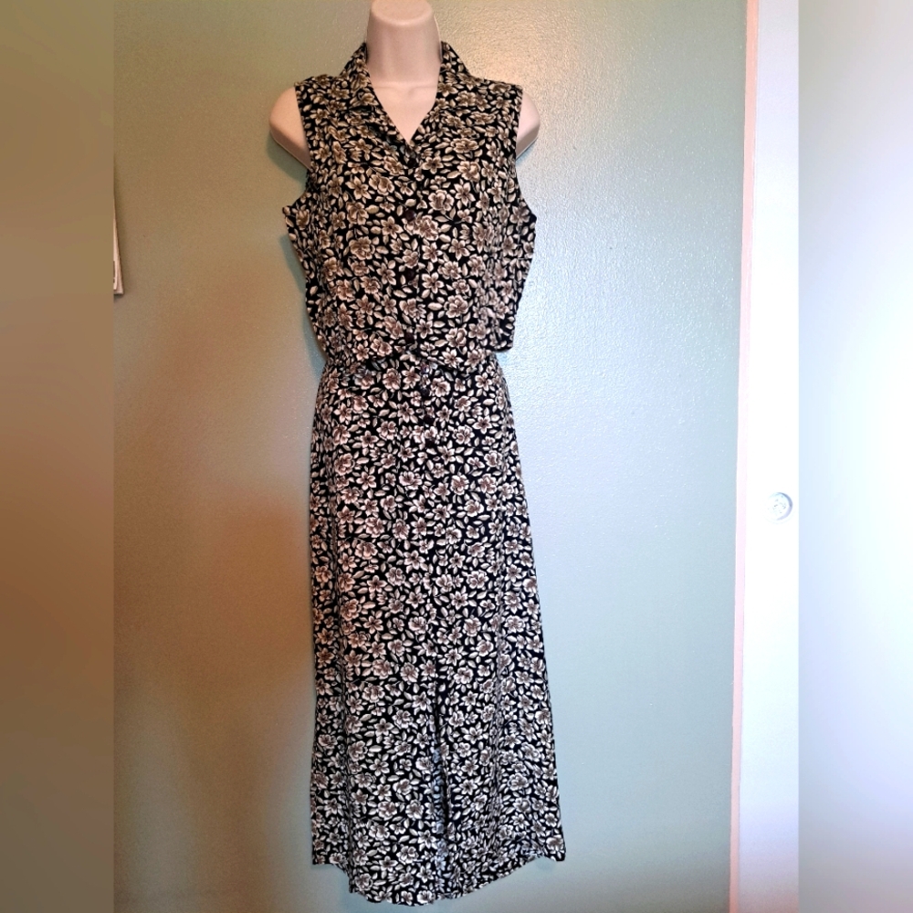 Hot Topics Floral Matching Skirt/Top Dress Medium Button Front